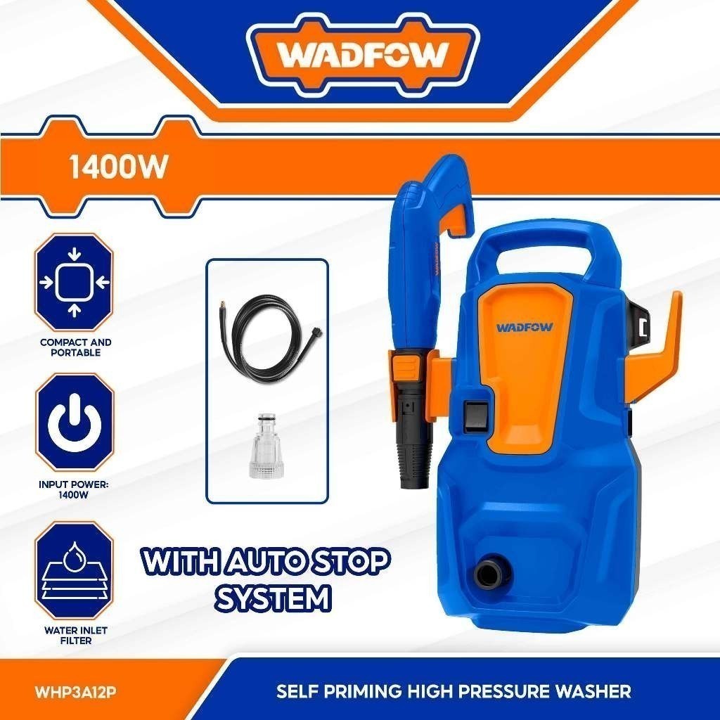 Wadfow 90 Bar 1400 Watts Self Priming High Pressure Washer with Auto Stop System (Power Product)
