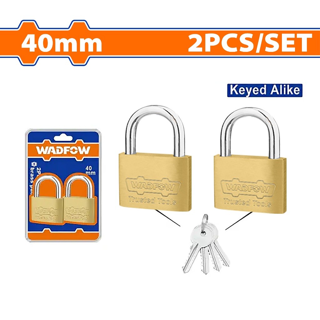 Wadfow WPDT422 | WPDT442 2PCS/Set 20mm-40mm Heavy Duty Key-Alike Brass Padlock Padlock Durable