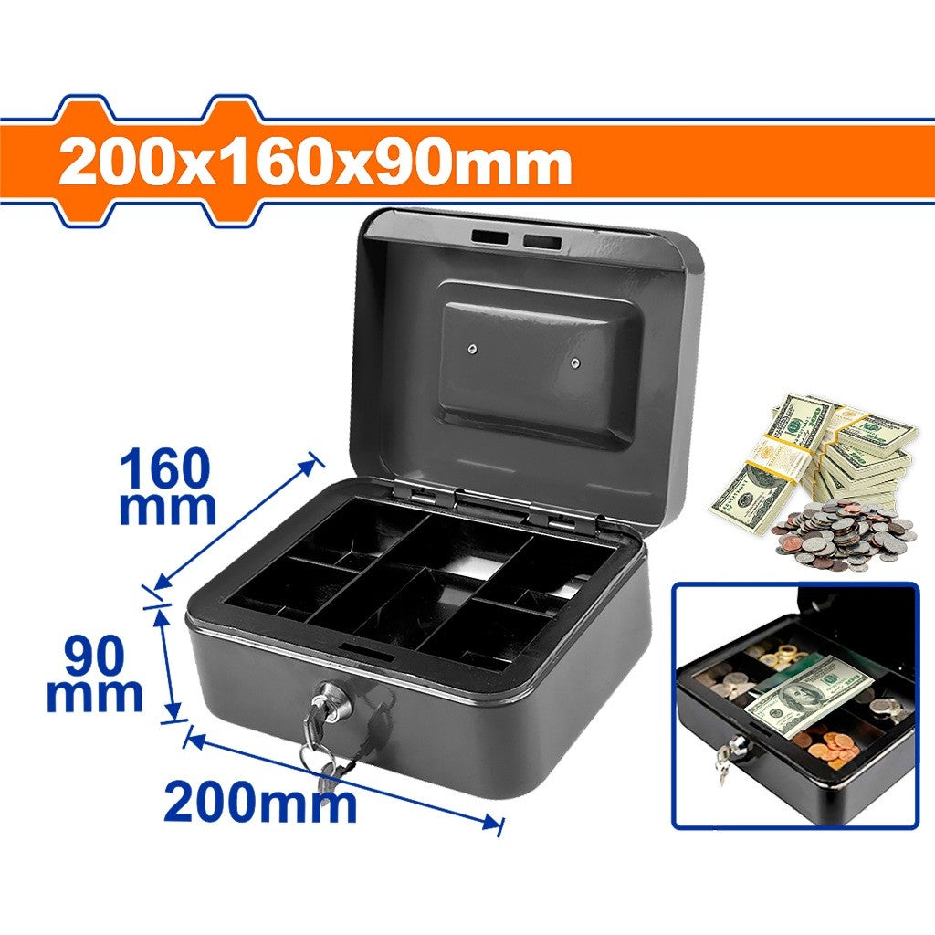 Wadfow 0.7L | 1.4L | 2.9L | 4.1L | 6.5L Volume Capacity Metal Safety Box For Money with 2pcs Keys