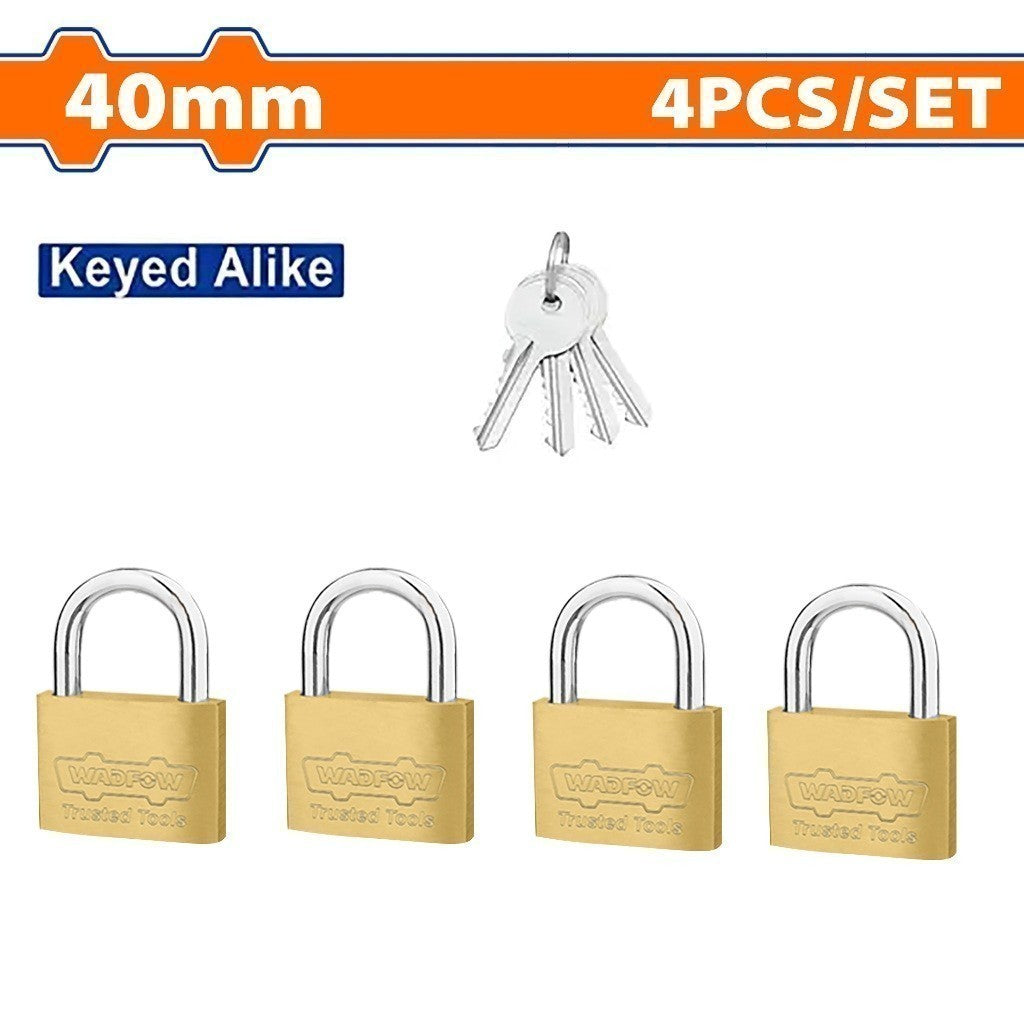Wadfow WPDT444 4PCS/Set 40mm Heavy Duty Key-Alike Brass Padlock Padlock Durable