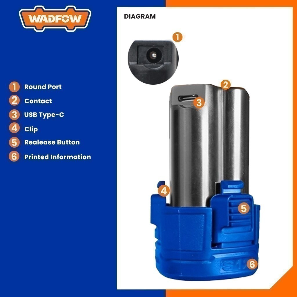 Wadfow Lithium-Ion Battery Pack 1.5AH for S12 Series Cordless Tools