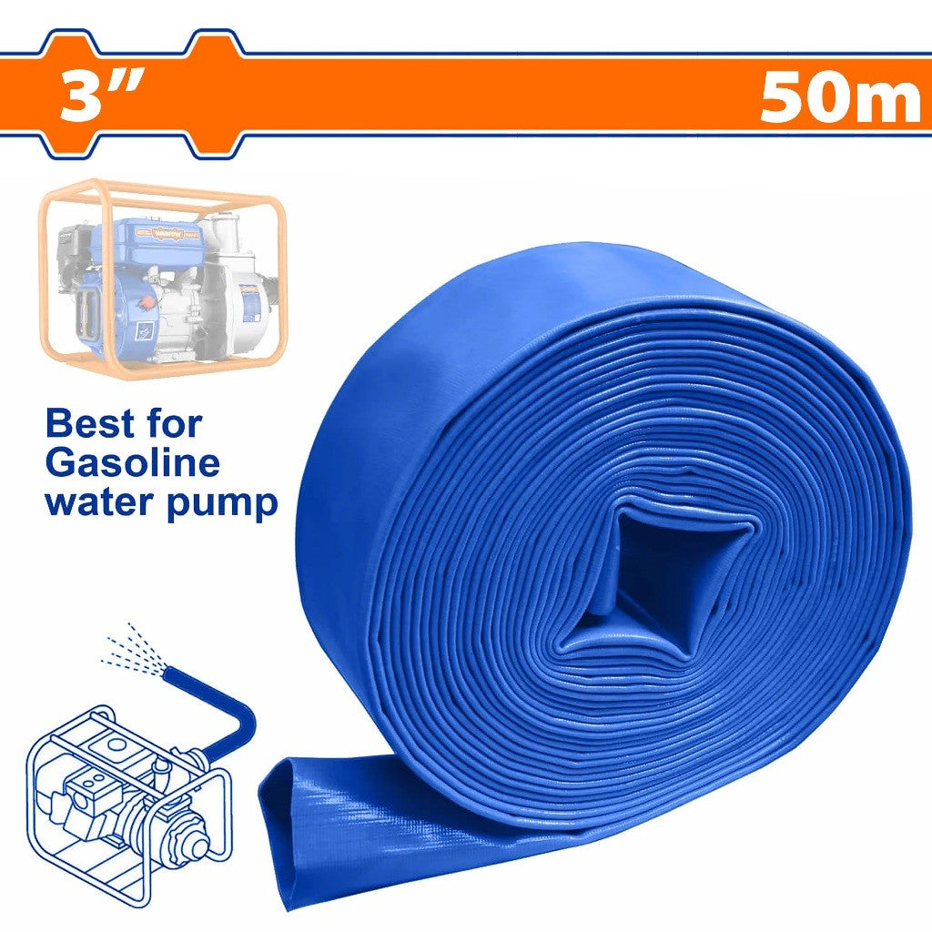 Wadfow WPFH0305|WPFH0310 3-Inch PVC Lay Flat Hose For Motor Pumps 50m-100m