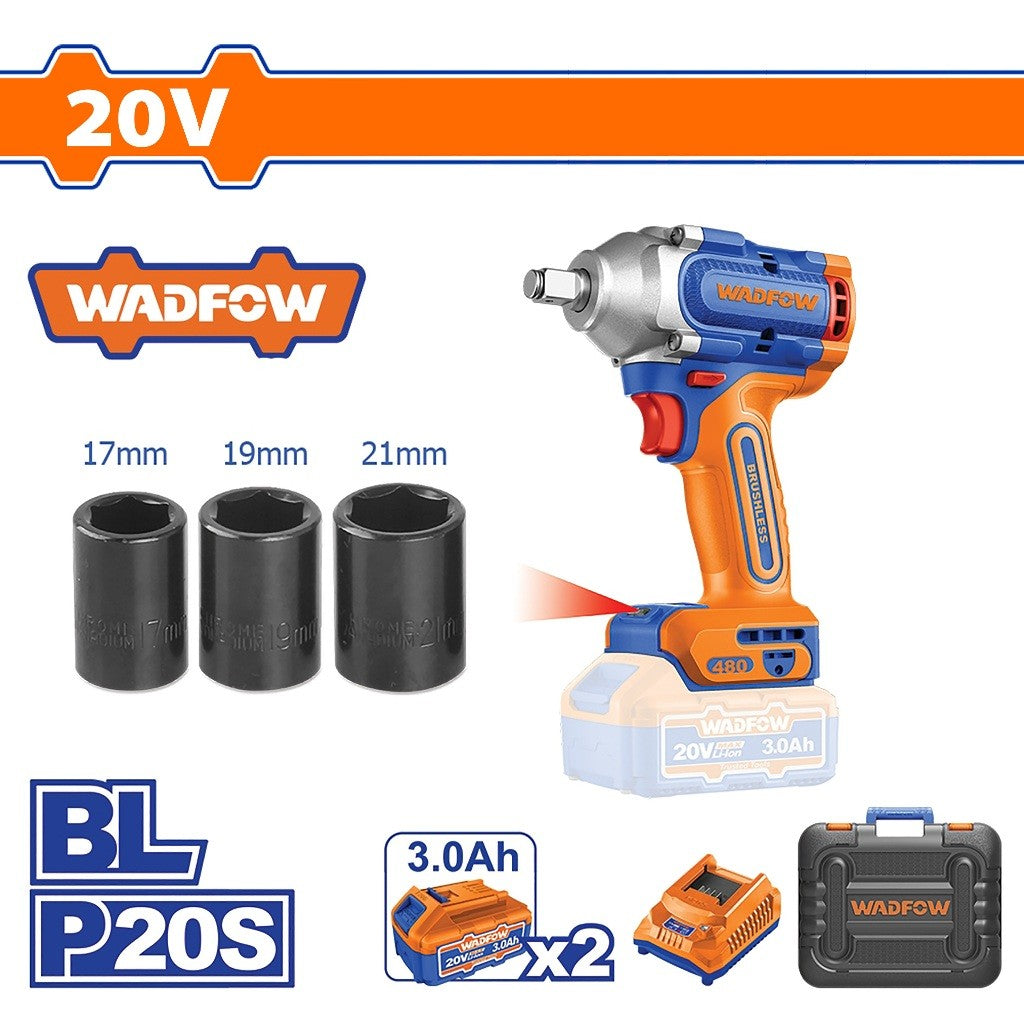 Wadfow WCD1B48 P20S/20V Lithium-Ion Cordless Brushless Impact Wrench