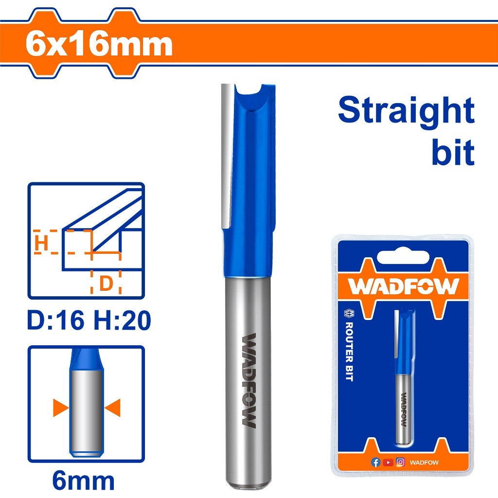 Wadfow 6.35mm-25mm Router Bit / Straight Bit Wood Milling Cutter SOLD PER PIECE