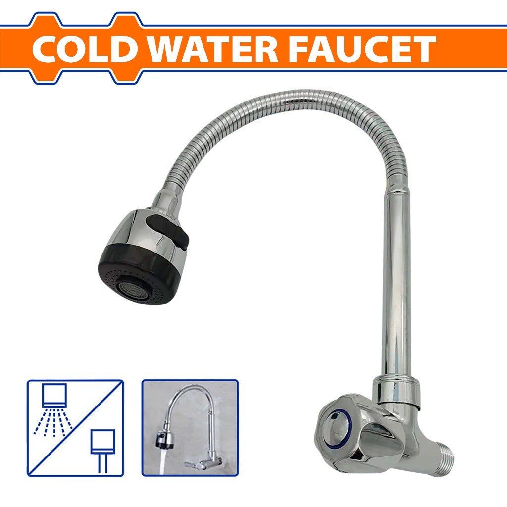 Wadfow WZD4903 Zinc Alloy Body Multi-Purpose Wall-Mounted Cold Water Faucet w/ Universal Adjustment