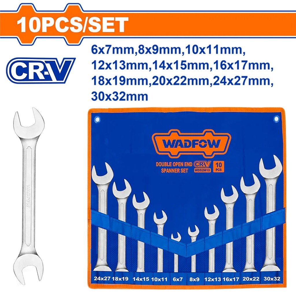 Wadfow WDS2M10 Set of 10 Pieces 6-32 mm Double Open End Spanner Set
