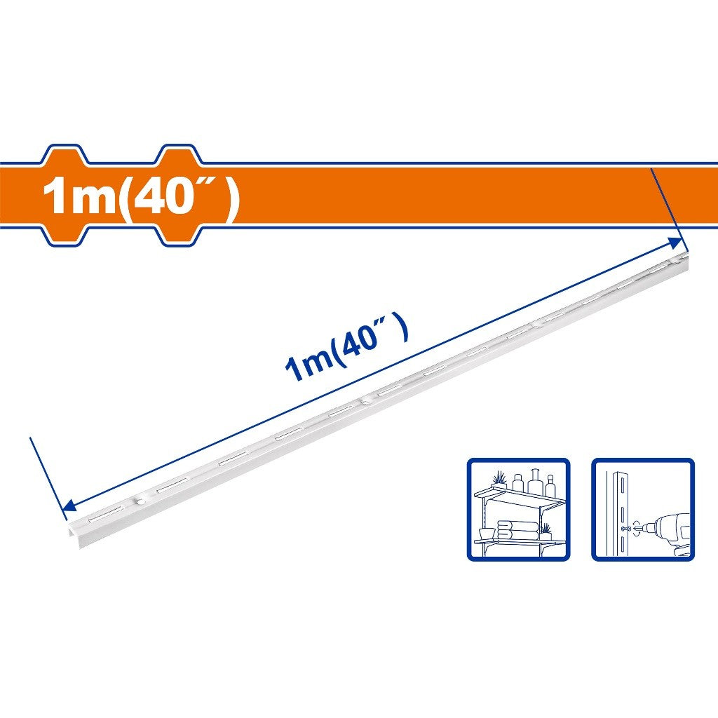 Wadfow Heavy Duty Shelf Track Brackets with 1.6mm Thickness SOLD PER PIECE (WHT)