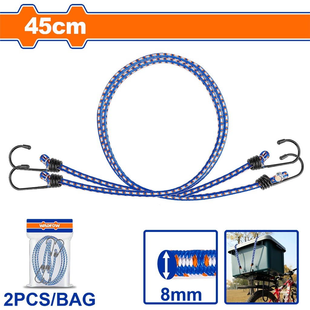 Wadfow 2PCS/Set 45cm | 60cm | 90cm PP Rope & Rubber Elastic Octopus Luggage Bicycle Strap Rope Set