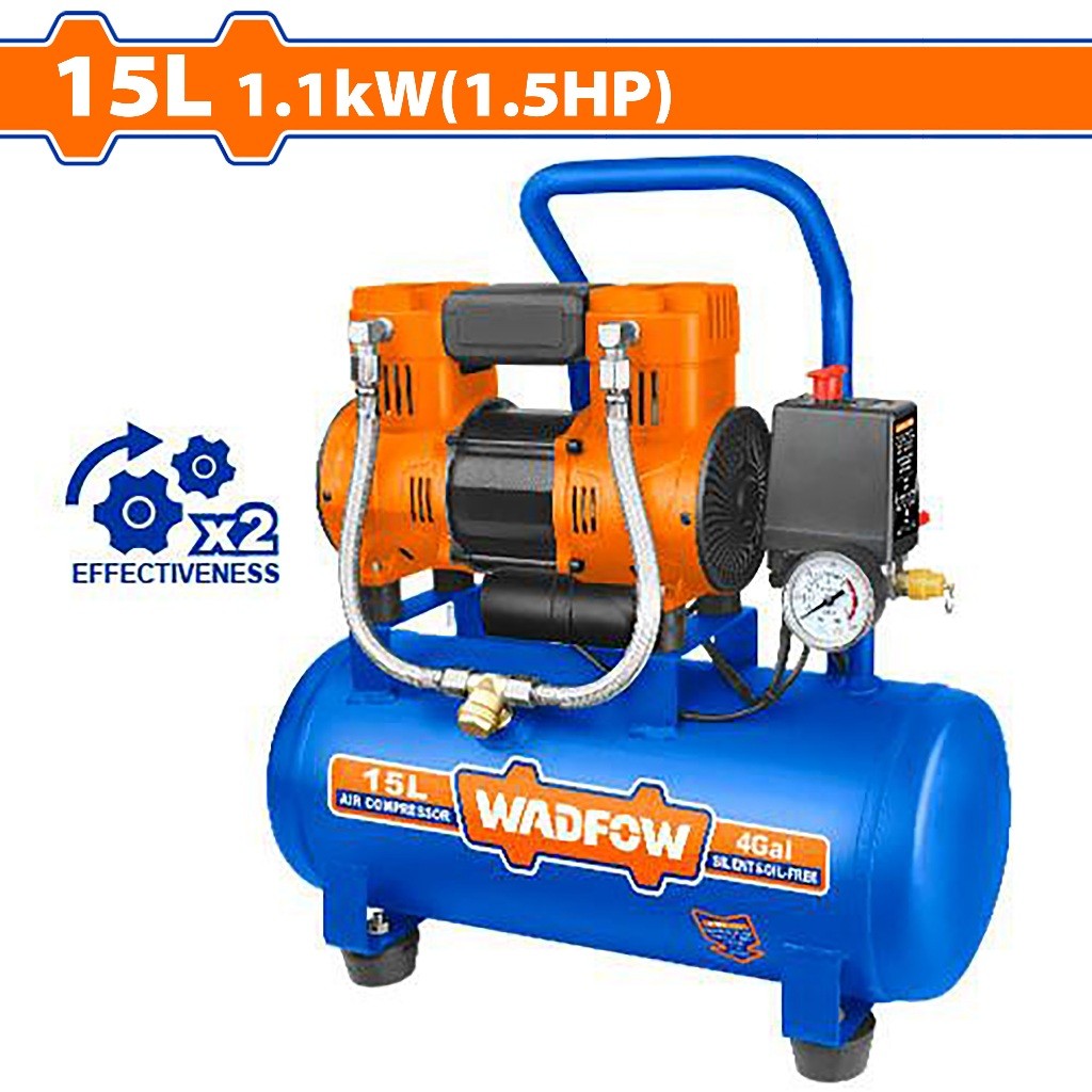 Wadfow WAP1A15P 15L(4Gal) Industrial Air Compressor 1100W(1.5HP) With Oil Free System