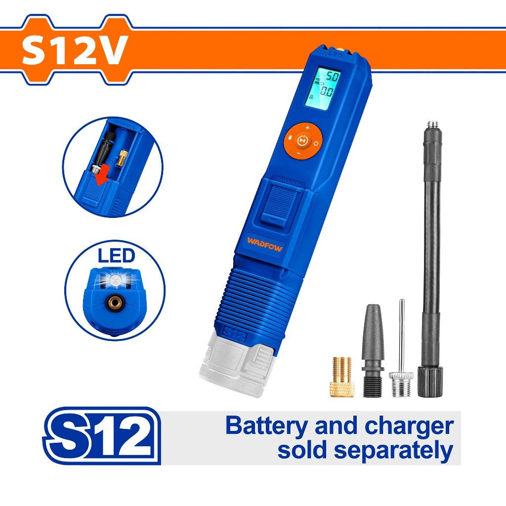 Wadfow WLN1512 S12V Series Lithium-Ion Mini Auto Inflador Air Compressor without Battery