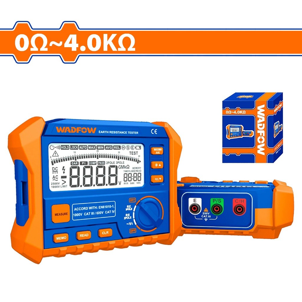 Wadfow WDM9504 2-3 Pole Mode RCD/LOOP Leakage Current Insulation Earth Resistance Tester