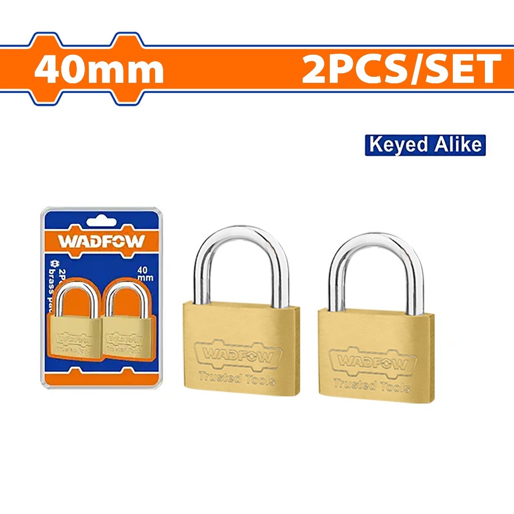 Wadfow WPDT422 | WPDT442 2PCS/Set 20mm-40mm Heavy Duty Key-Alike Brass Padlock Padlock Durable
