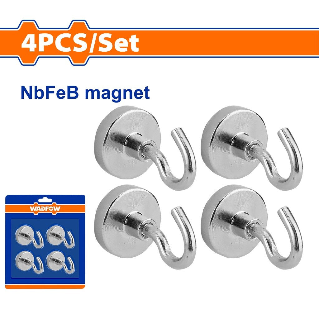 Wadfow WZE2K11 | WZE2K13 4PCS/Set NdFeB Magnetic Hook Set Size Diameter: 20mm-32mm