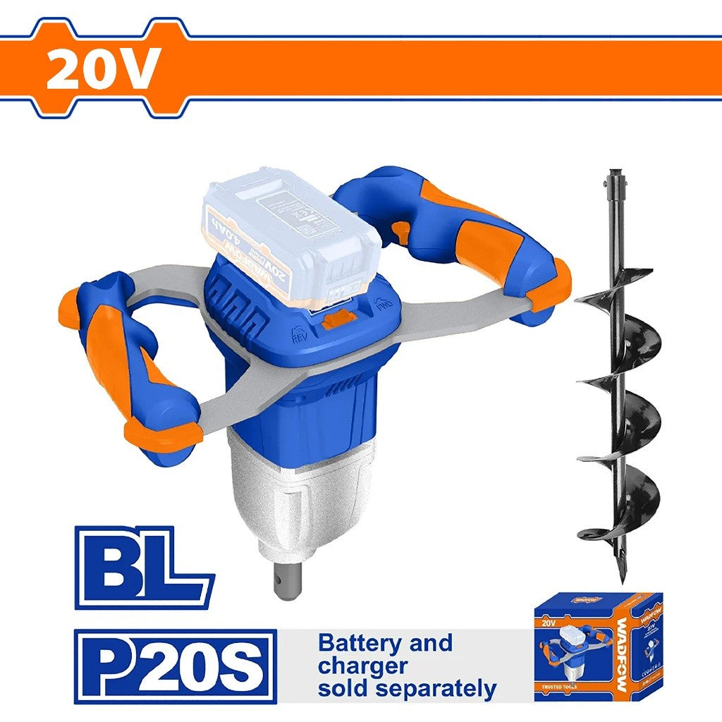 Wadfow WQE15801 20V Lithium-Ion Earth Auger Brushless Motor (No-load speed: 0-125rpm)