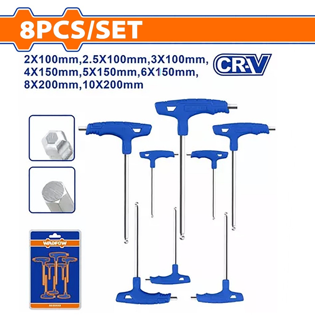 Wadfow WHK2481 8PCS/SET T-Handle Ball Point Hex Wrench Set