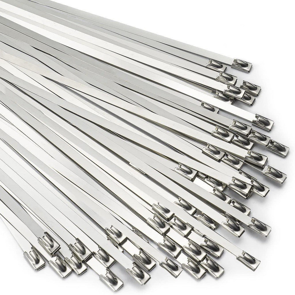 Wadfow 100pcs Stainless Steel Zip Tie Heavy Duty Multi-Purpose Self-Locking Cable SOLD PER PACK