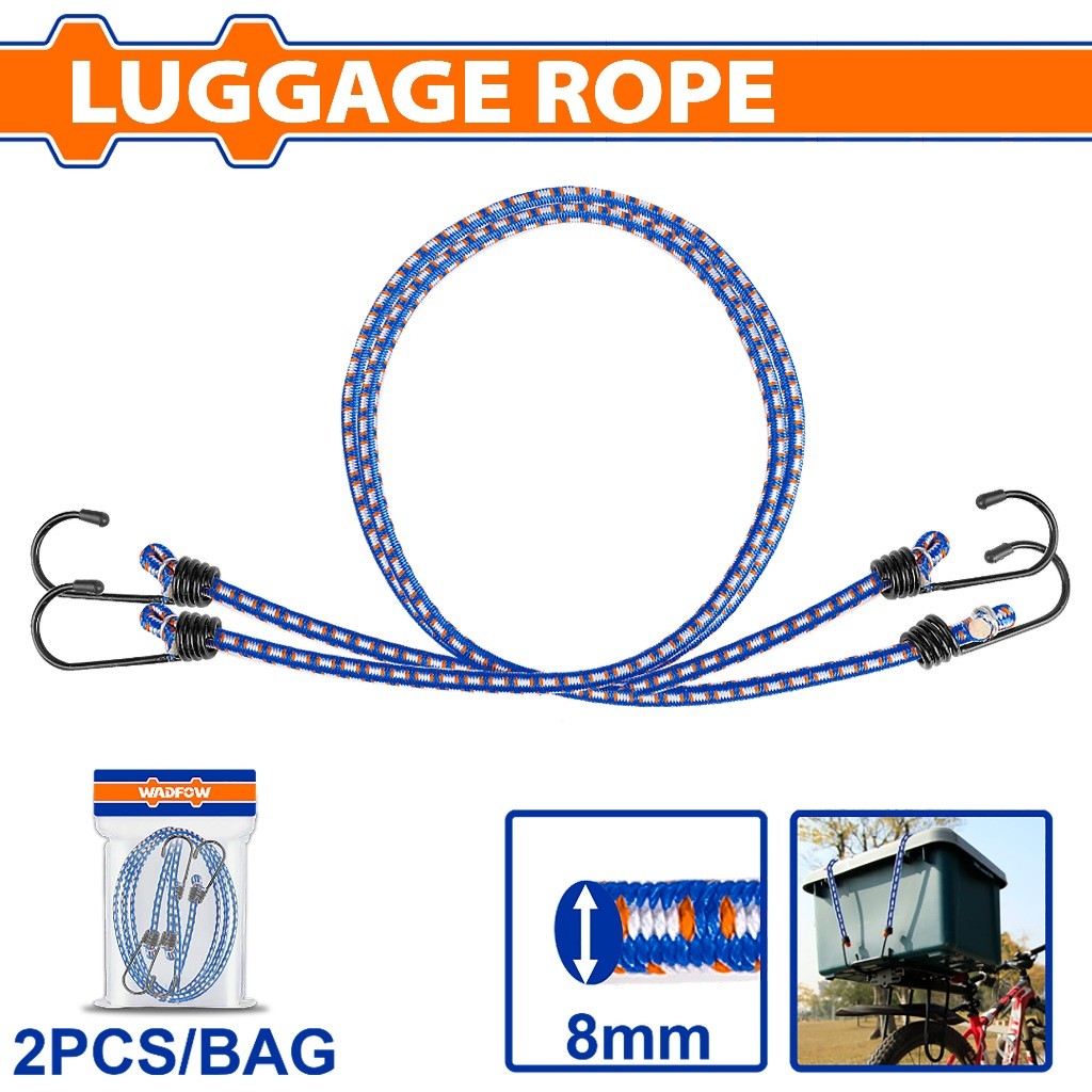 Wadfow 2PCS/Set 45cm | 60cm | 90cm PP Rope & Rubber Elastic Octopus Luggage Bicycle Strap Rope Set