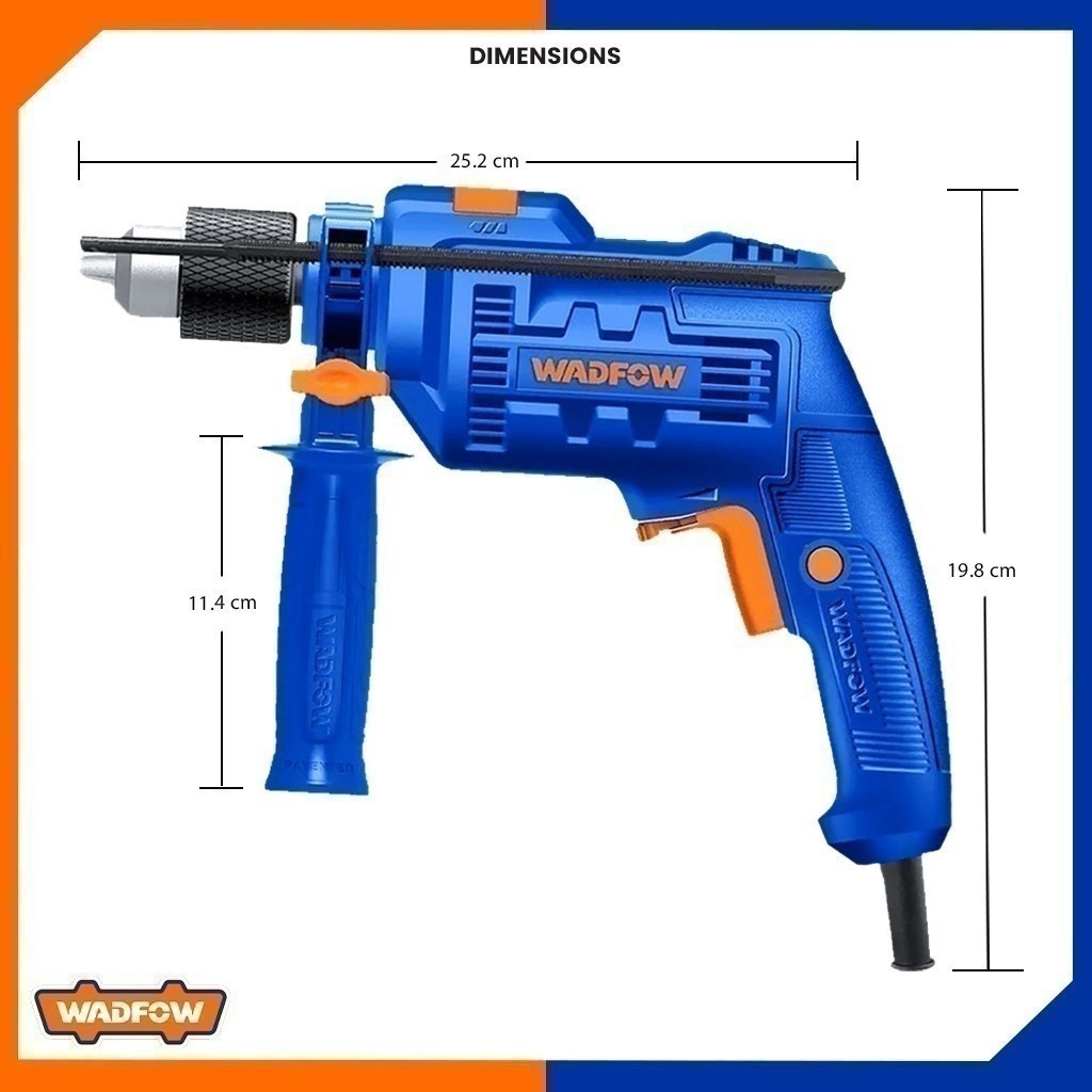 Wadfow WMD15651P Impact Drill 650W with Variable Speed and Hammer Function