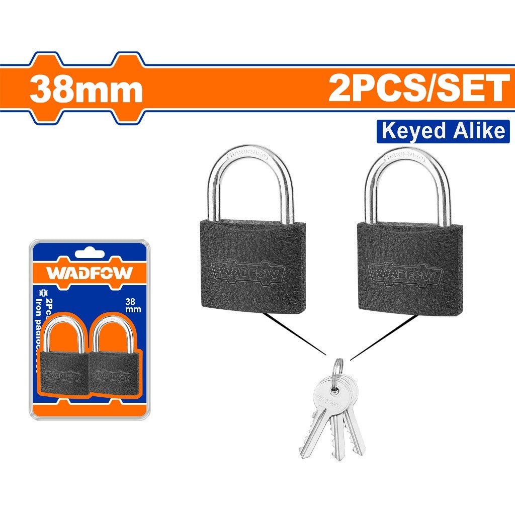 Wadfow WPD5442 Set of 2 Pieces Brass Cylinder Lock Key-Alike Iron Set 38mm