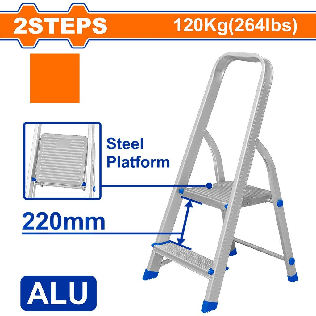 Wadfow 2-Steps to 8-Steps Aluminum & Steel Non-slip Steps with Wide Platform Household Ladder