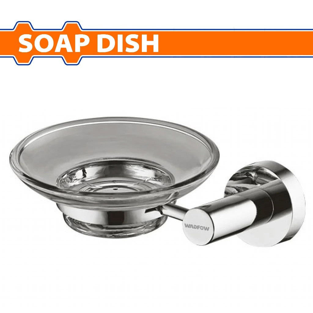 Wadfow WZG1505 Galvanized Iron Material Soap Dish and Holder Transparent Glass