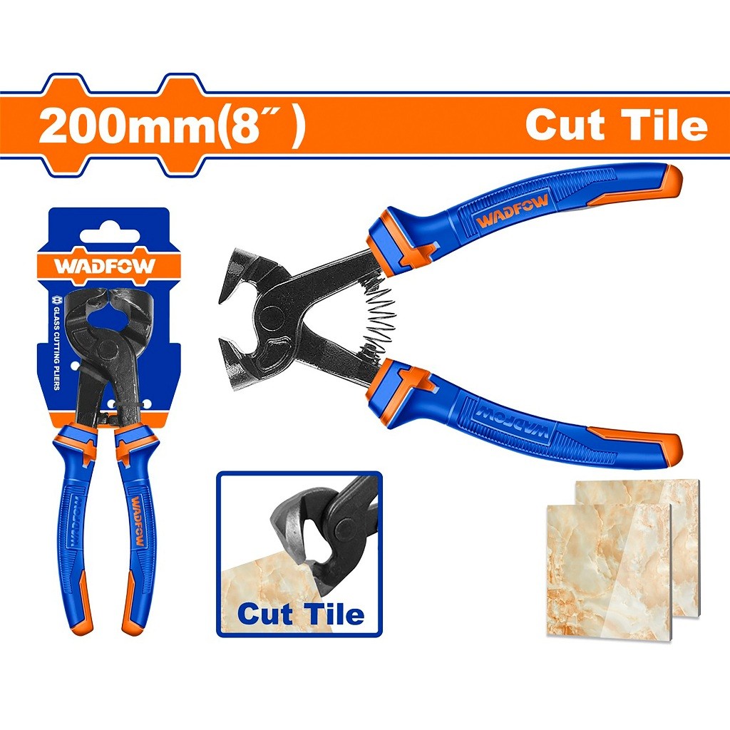Wadfow 8inches (200mm) Manual Glass Cutting Pliers Black finish and Polish Tile Cutter