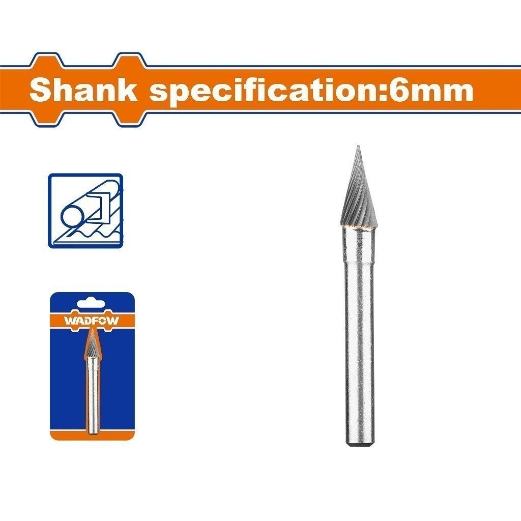 Wadfow HSS Spiral Cutter Tungsten Carbide Rotary Burrs Shank Grinding Bit For Die Grinder (WHT)