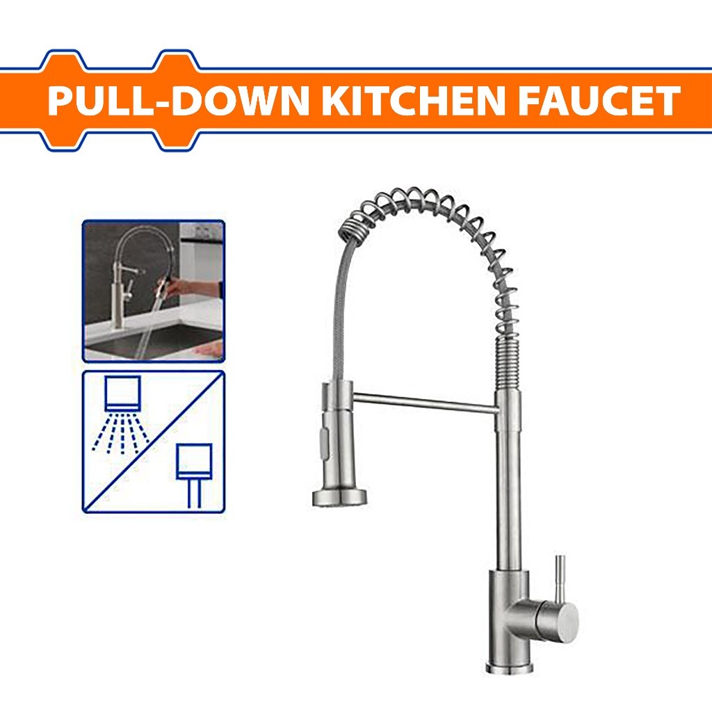 Wadfow WZD4504 Hot/Cold 360° Rotating Adjustment Pull-Down Kitchen Faucet with Brushed Nickel Finish
