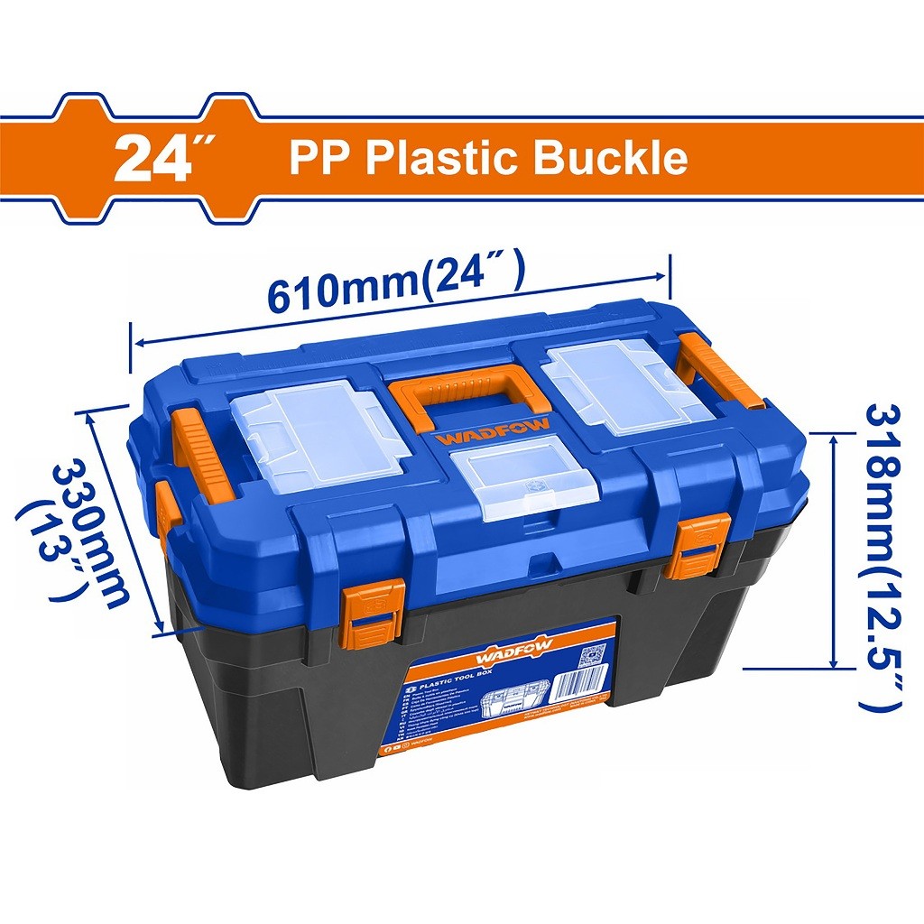 Wadfow WTB1324 | WTB3324 24-Inches Plastic Tool Box Storage Organizer Case-Plastic & Metal Buckle