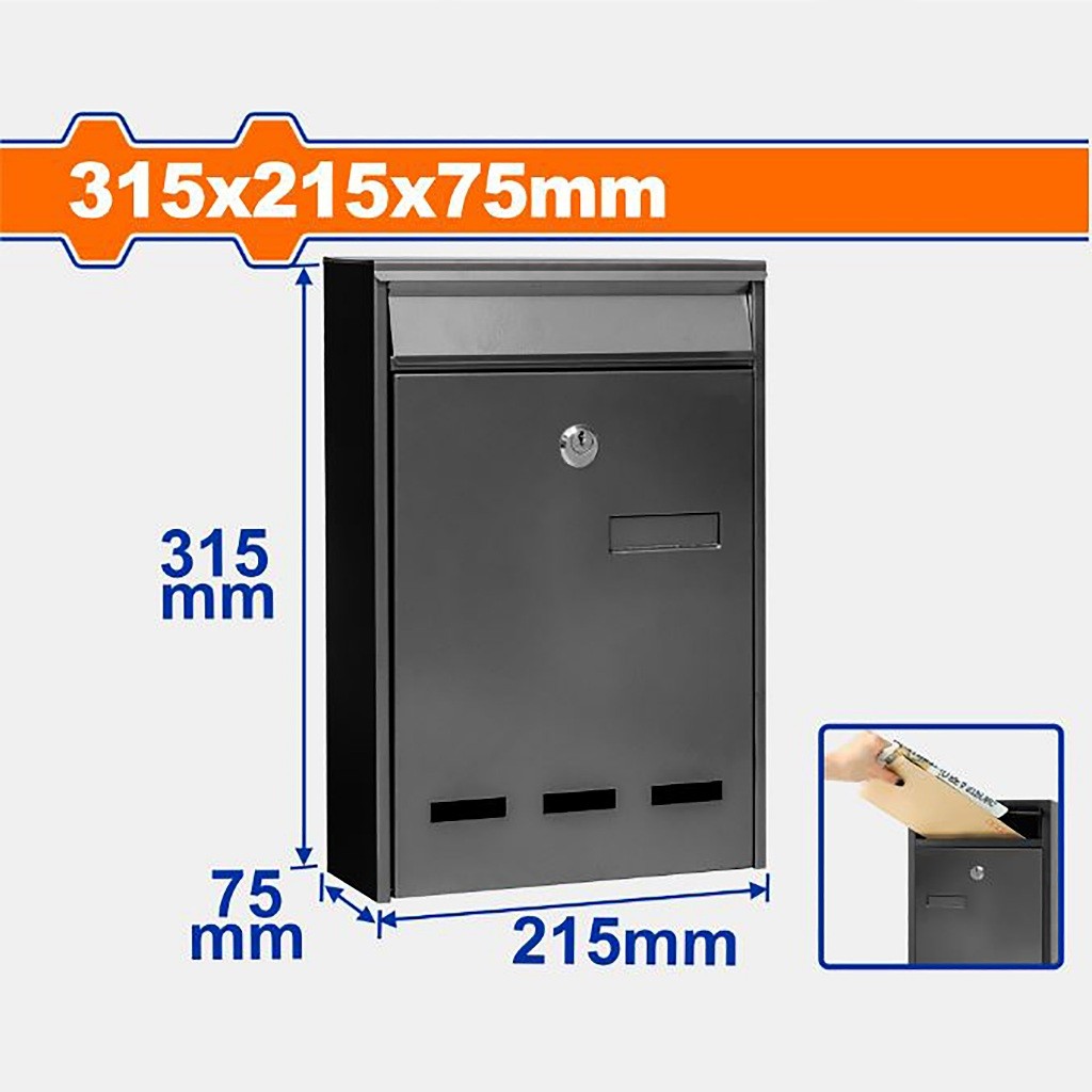 Wadfow WXXX3501 5.1L Metal Mailbox 31.5 x 21.5 x 7.5cm