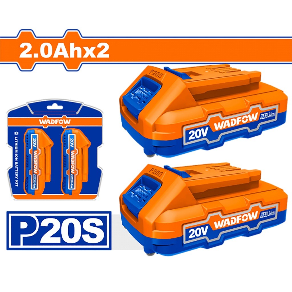 Wadfow WOS240682 2PCS/SET P20s/20v Lithium-Ion Battery Pack For Cordless Power Tool 2.0Ah