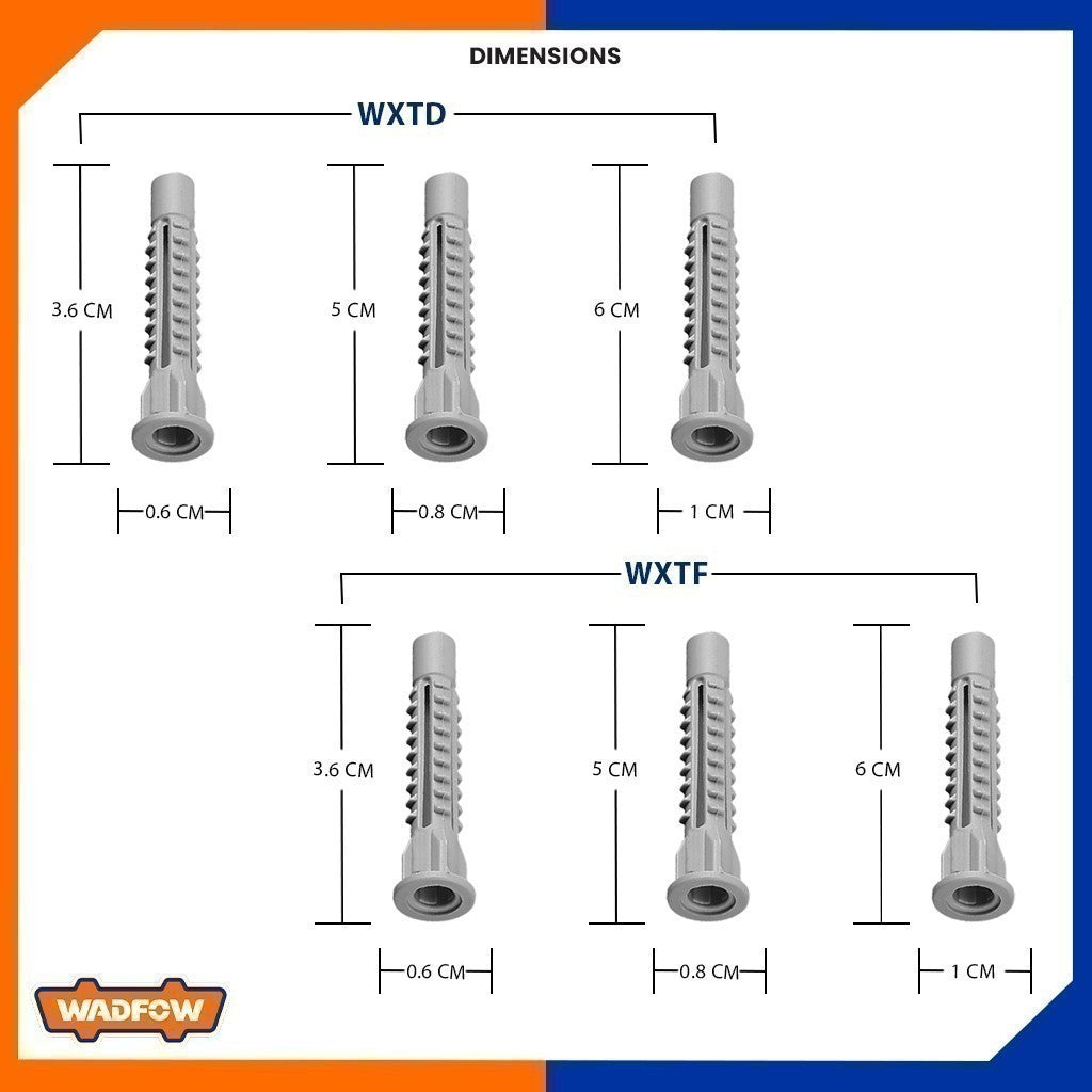 Wadfow Universal Plastic Anchor Tox PE Material (Gray)