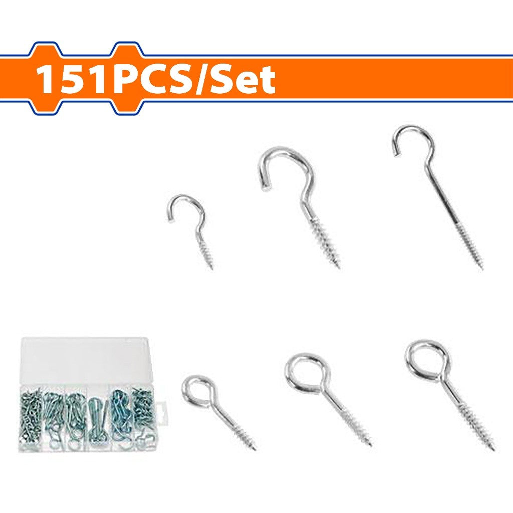 Wadfow WVJ2B02 151PCS/Set Hook Assortment Carbon Steel with Galvanized Surface Treatment