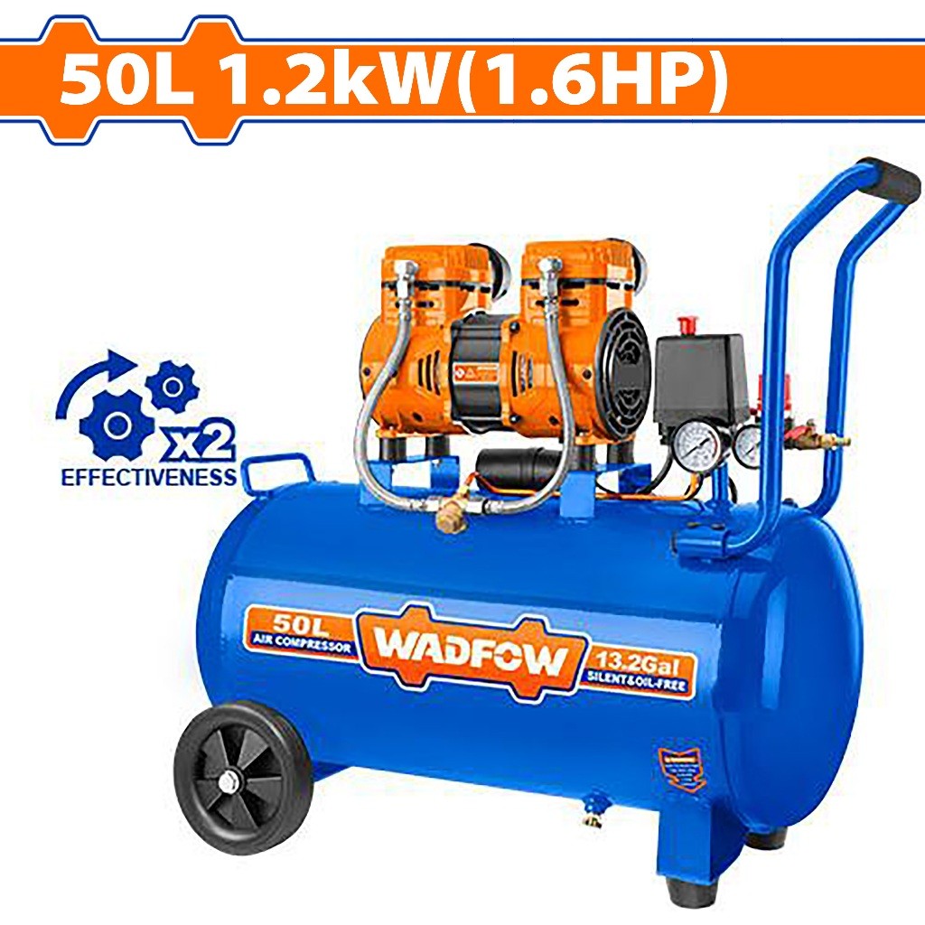 Wadfow WAP1A25P 50Liters(13.2Gal) Industrial Air Compressor 1200W (1.6HP) With Oil Free System
