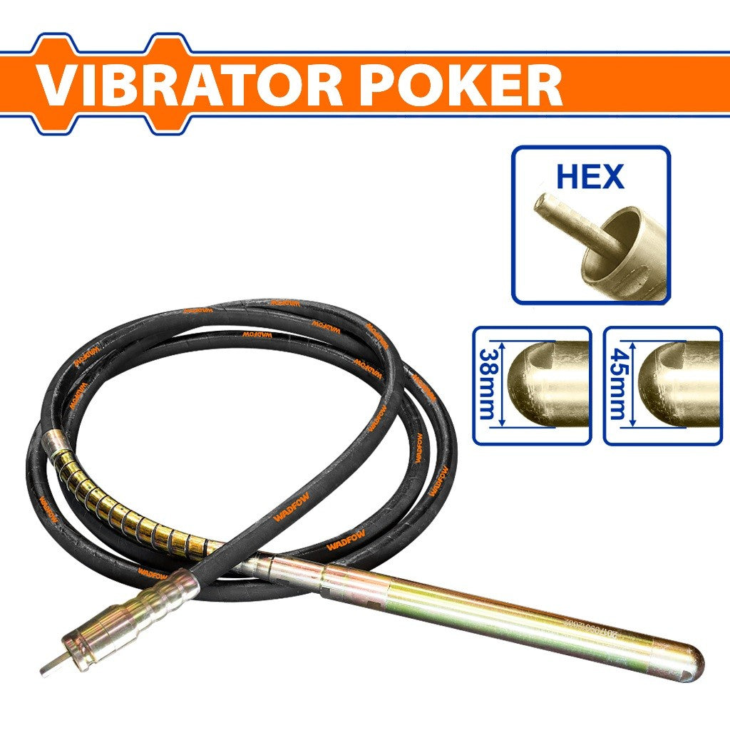Wadfow 38mmø-45mmø Heavy Duty HEX Type Coupling Concrete Vibrator Poker Hose Hand Tools