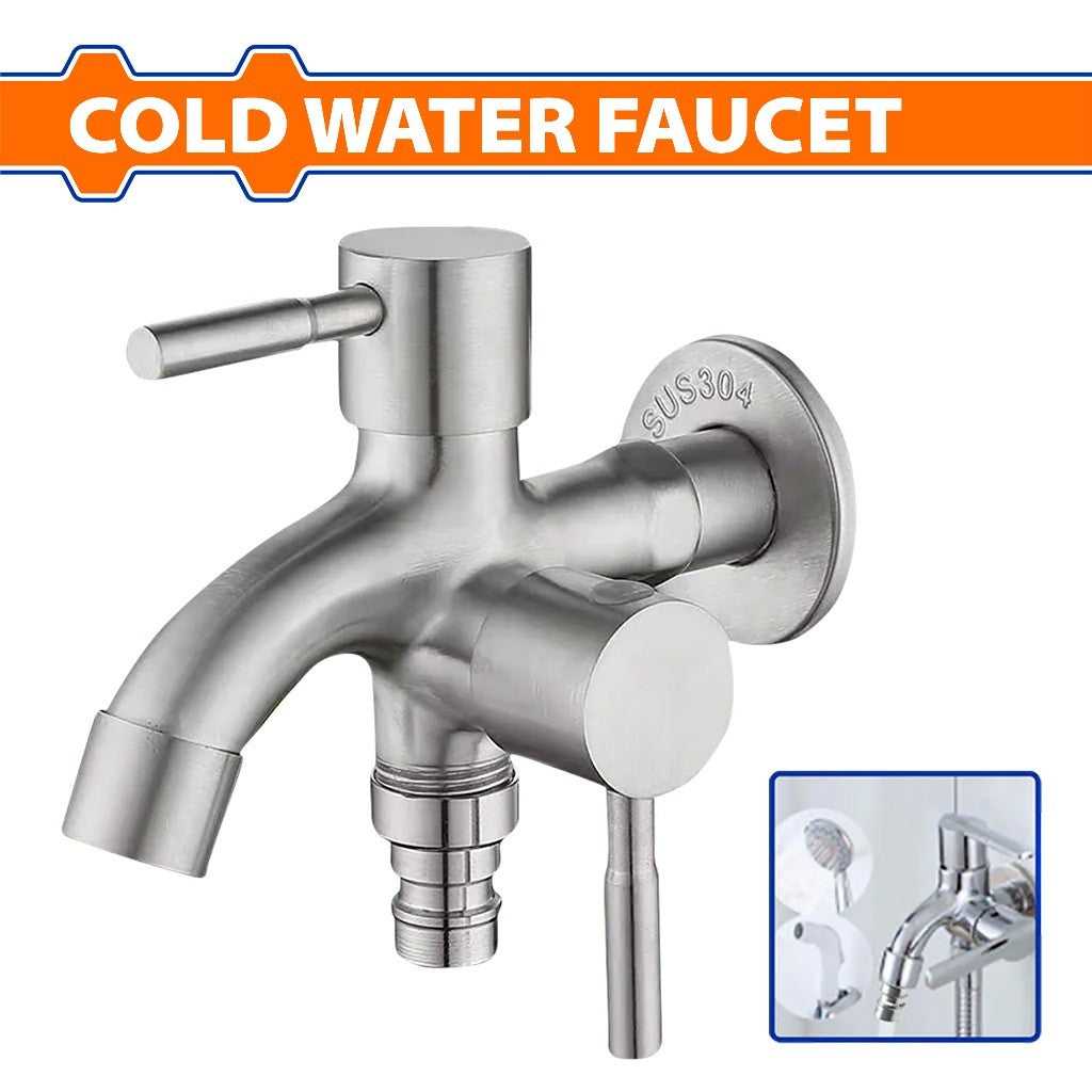 Wadfow WZD4921 Two-Way Stainless Steel Multi-Purpose Cold Water Faucet Wall Type