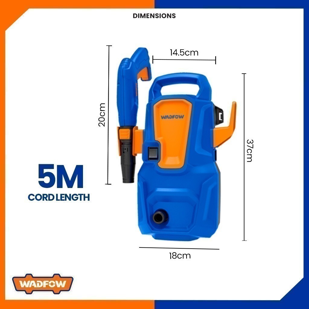 Wadfow 90 Bar 1400 Watts Self Priming High Pressure Washer with Auto Stop System (Power Product)