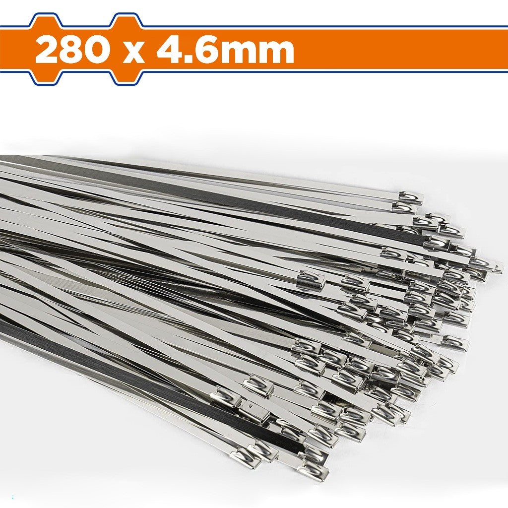 Wadfow 100pcs Stainless Steel Zip Tie Heavy Duty Multi-Purpose Self-Locking Cable SOLD PER PACK