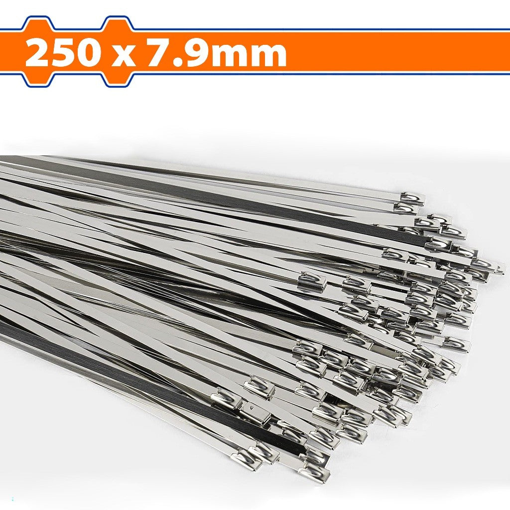 Wadfow 100pcs Stainless Steel Zip Tie Heavy Duty Multi-Purpose Self-Locking Cable SOLD PER PACK