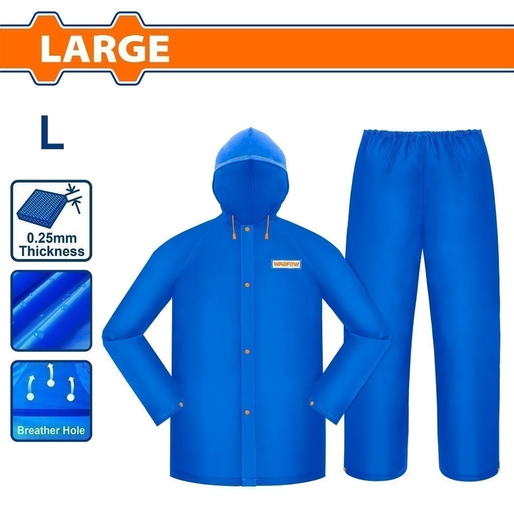 Wadfow Industrial Waterproof Rain Coat Suit Set w/ Breathable Design 100% NEW PVC