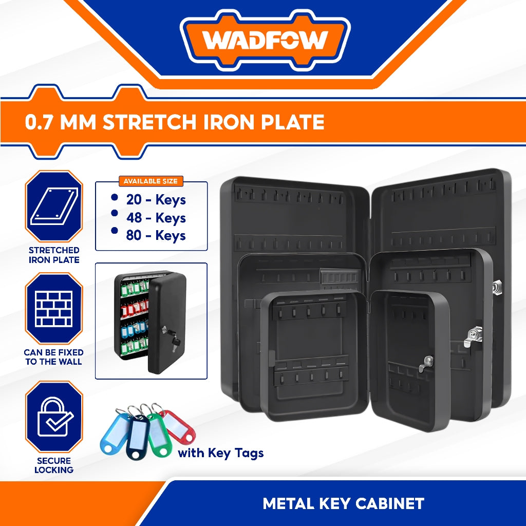 Wadfow 2.4L | 3L | 5.4L Metal Key Cabinet with 20Keys, 48 Keys, 80-Keys Capacity
