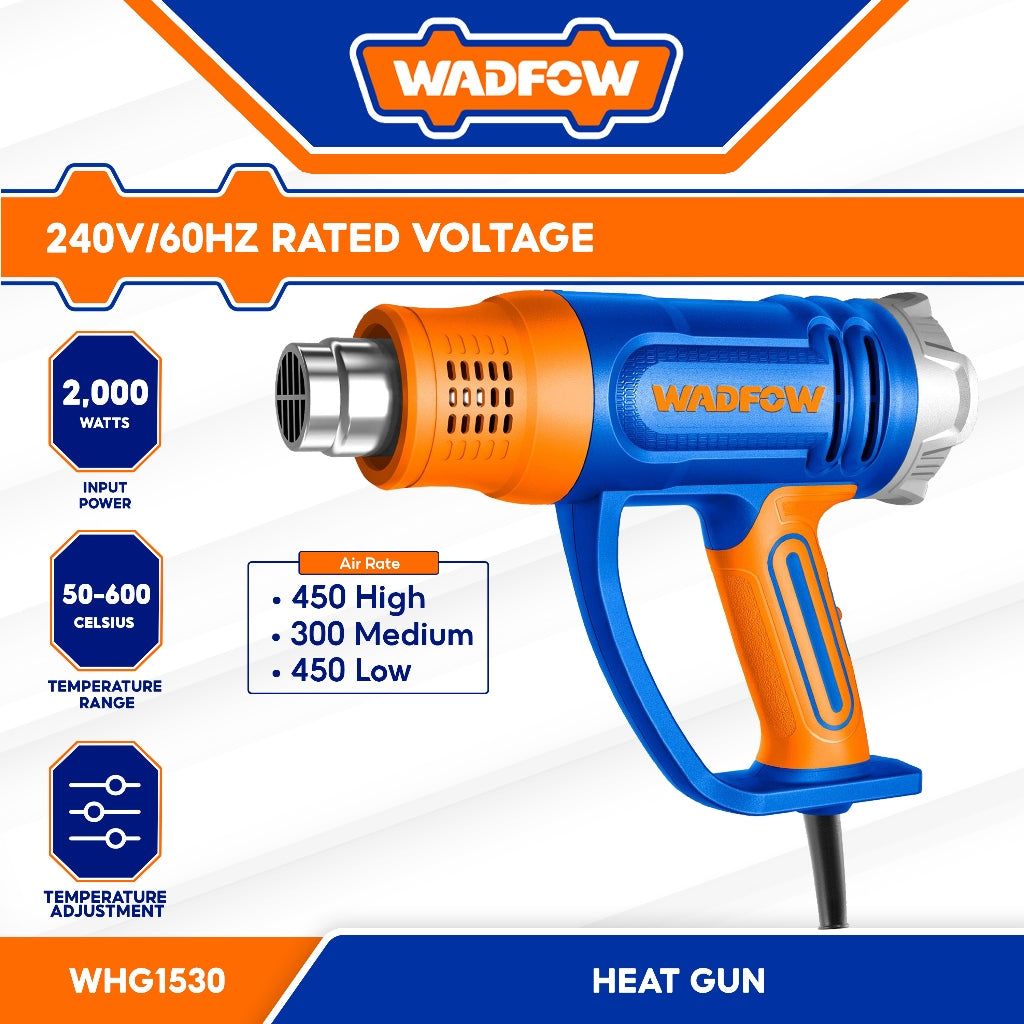 Wadfow WHG1530 Hot Air Blower Heat Gun Blower Bottle Plastic Shrink Heater Sealer 2000W