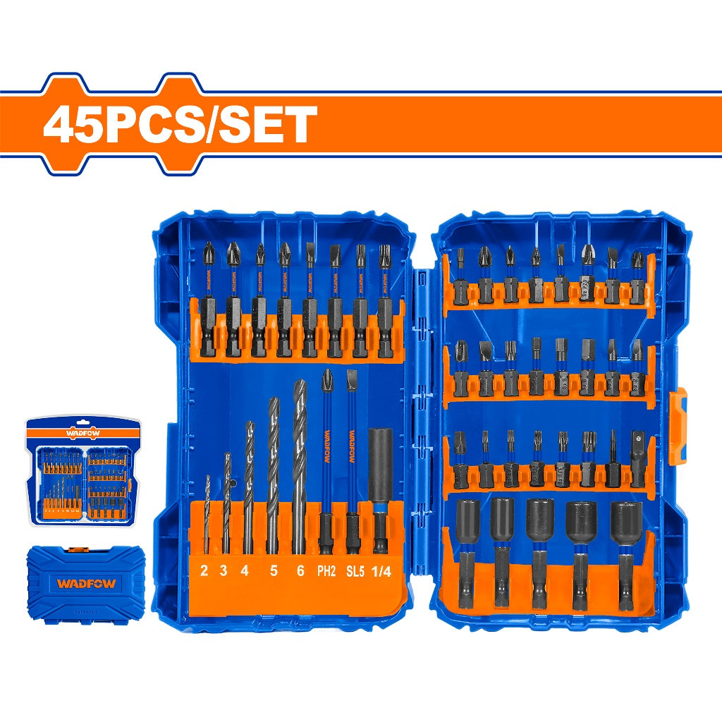 Wadfow WSV6545 45PCS/Set Impact Screwdriver Bits Set with Screwdriver Bit Holder