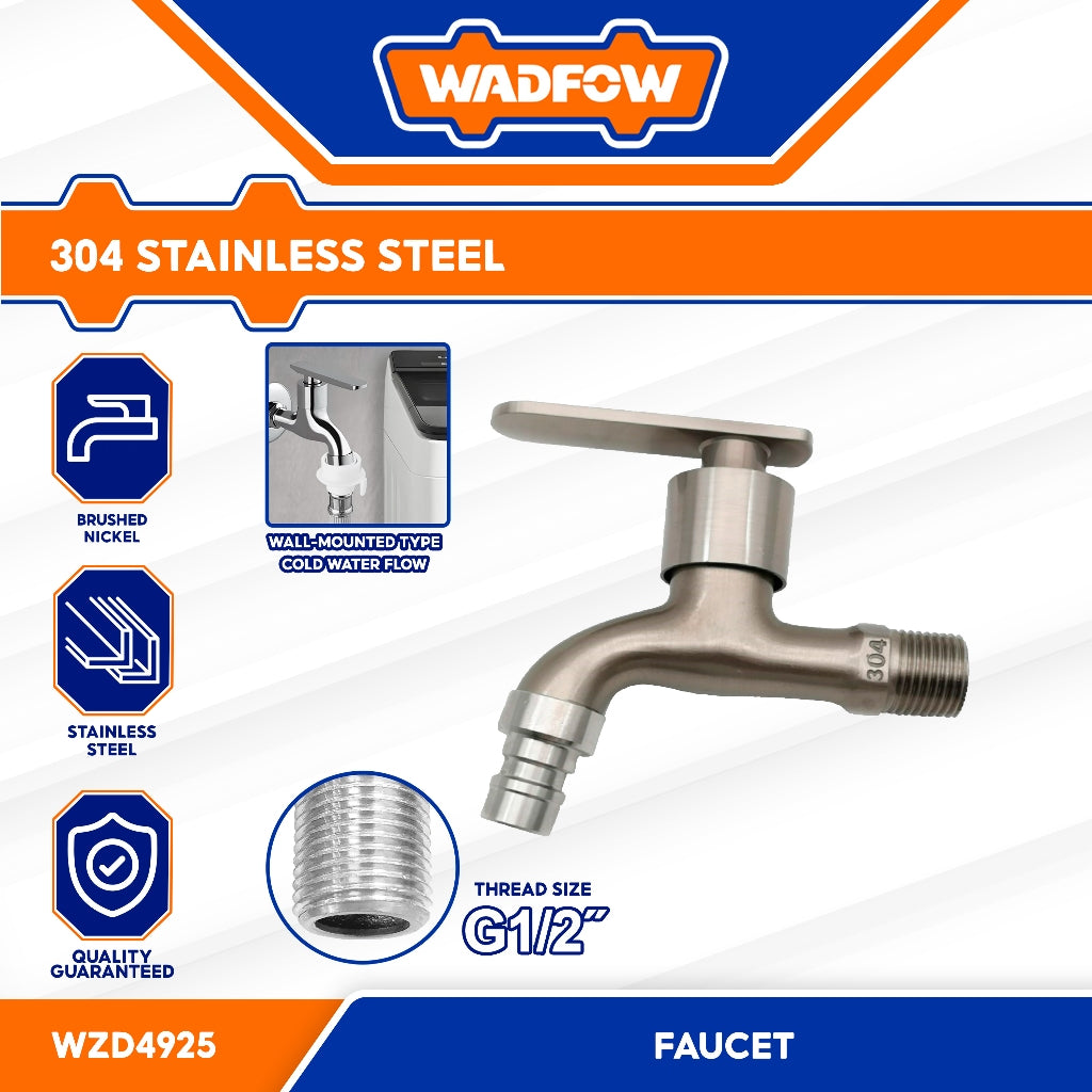 Wadfow WZD4925 G1/2" 304 Stainless Steel Wall-Mounted Cold Water Faucet