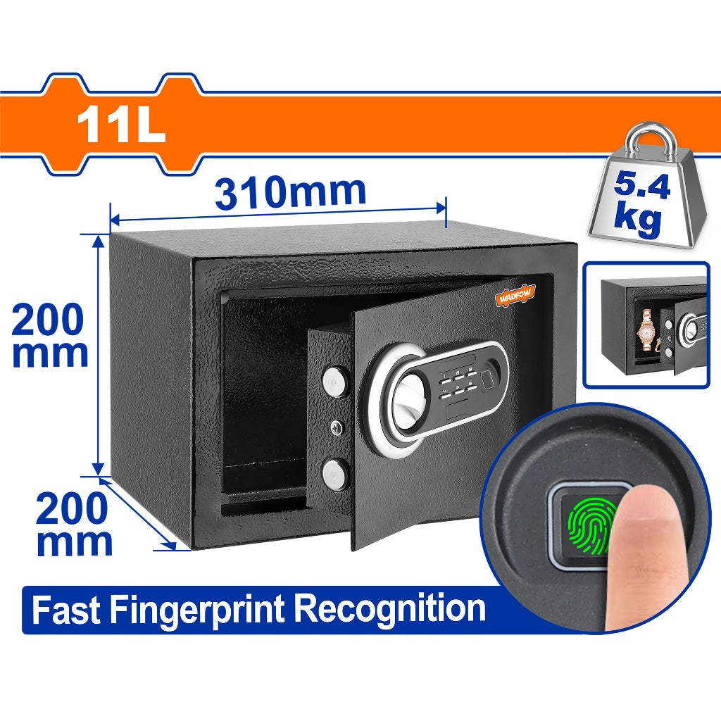 Wadfow WEB3520 11 Liters Electronic Security Safety Box Vault with Fast Fingerprint Recognition