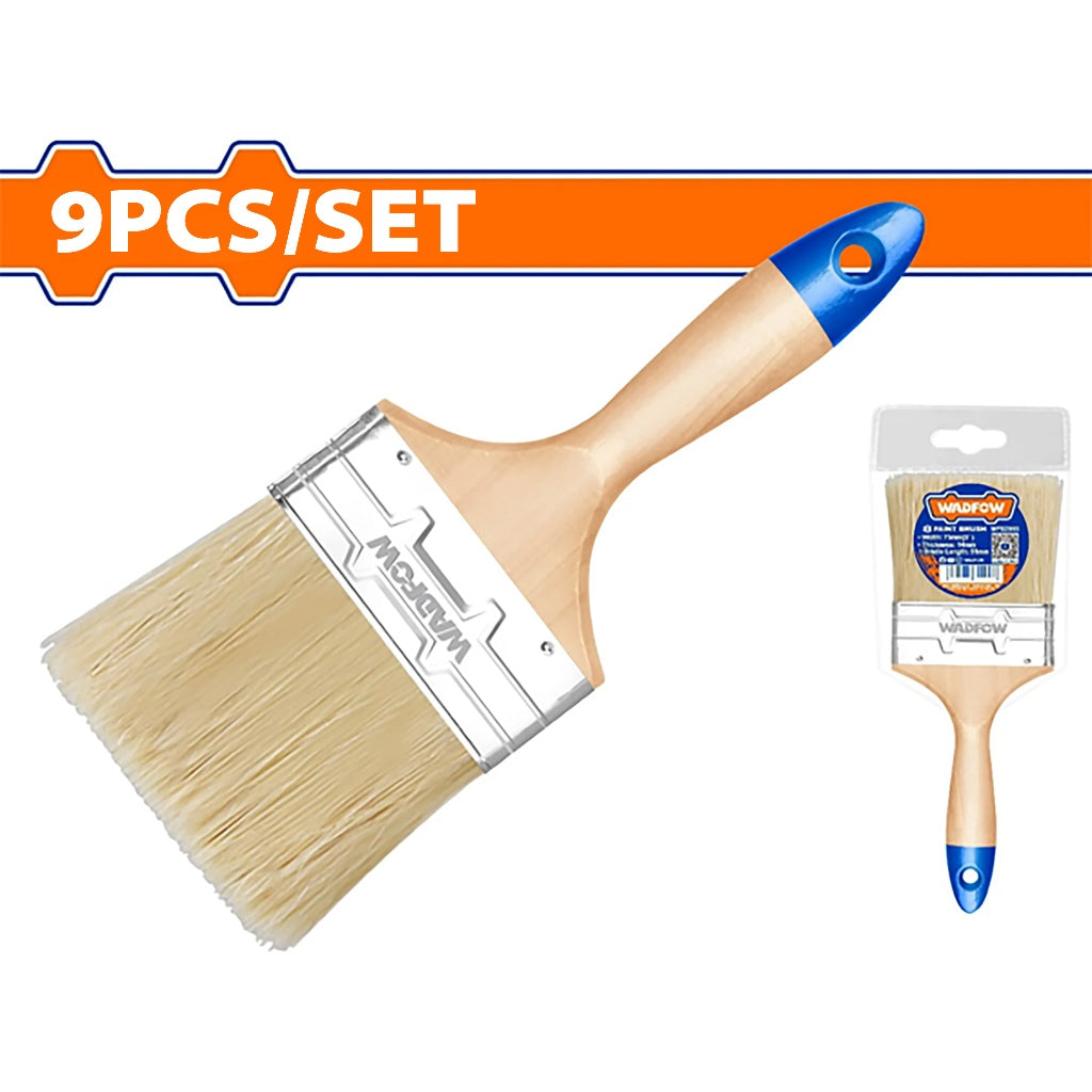 Wadfow WPB2491 9PCS/Set 25mm-100mm Paint Brush For Oil-Based With Wooden Handle Wall