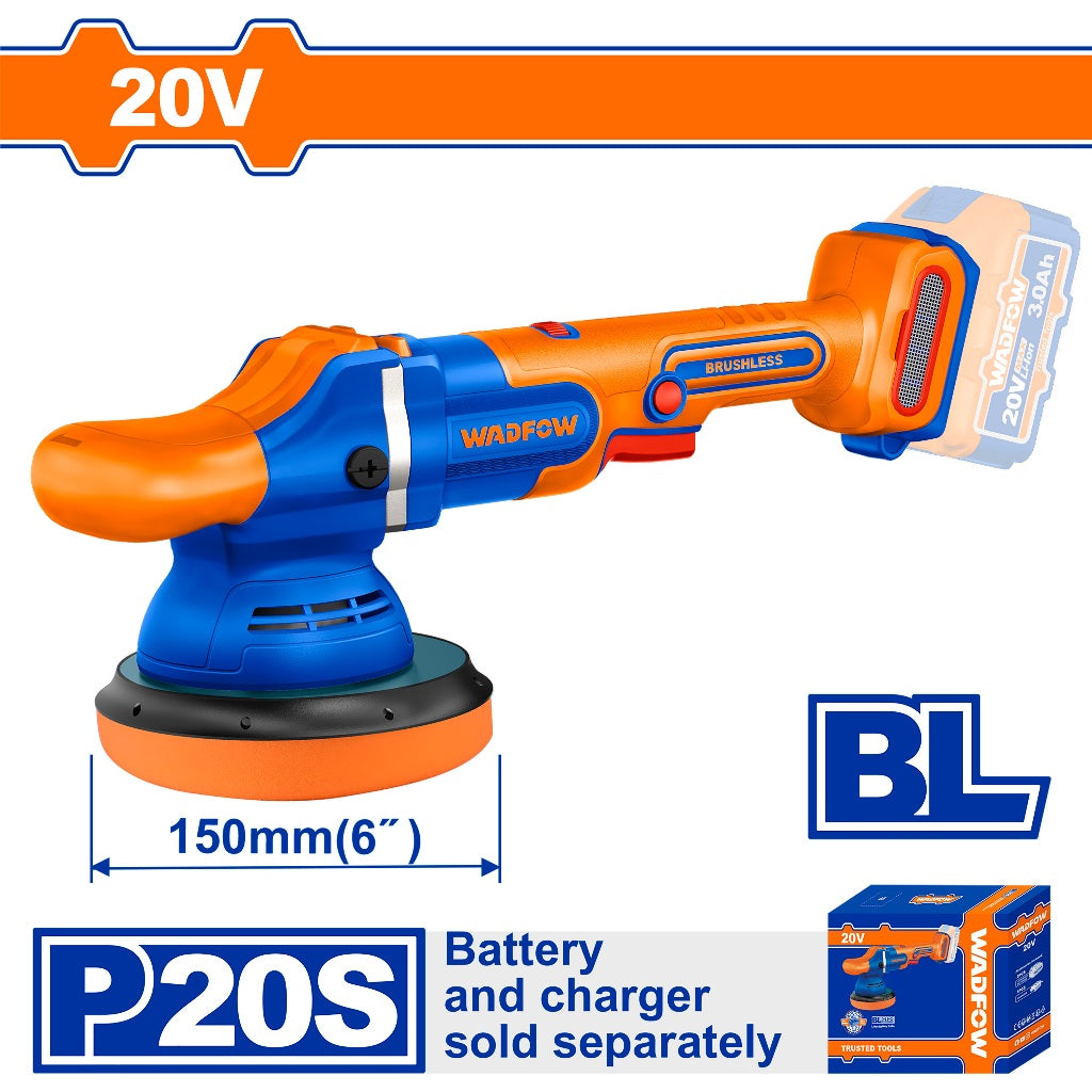Wadfow WHL2B15 P20S/20V Lithium-Ion Brushless Motor Cordless Polisher