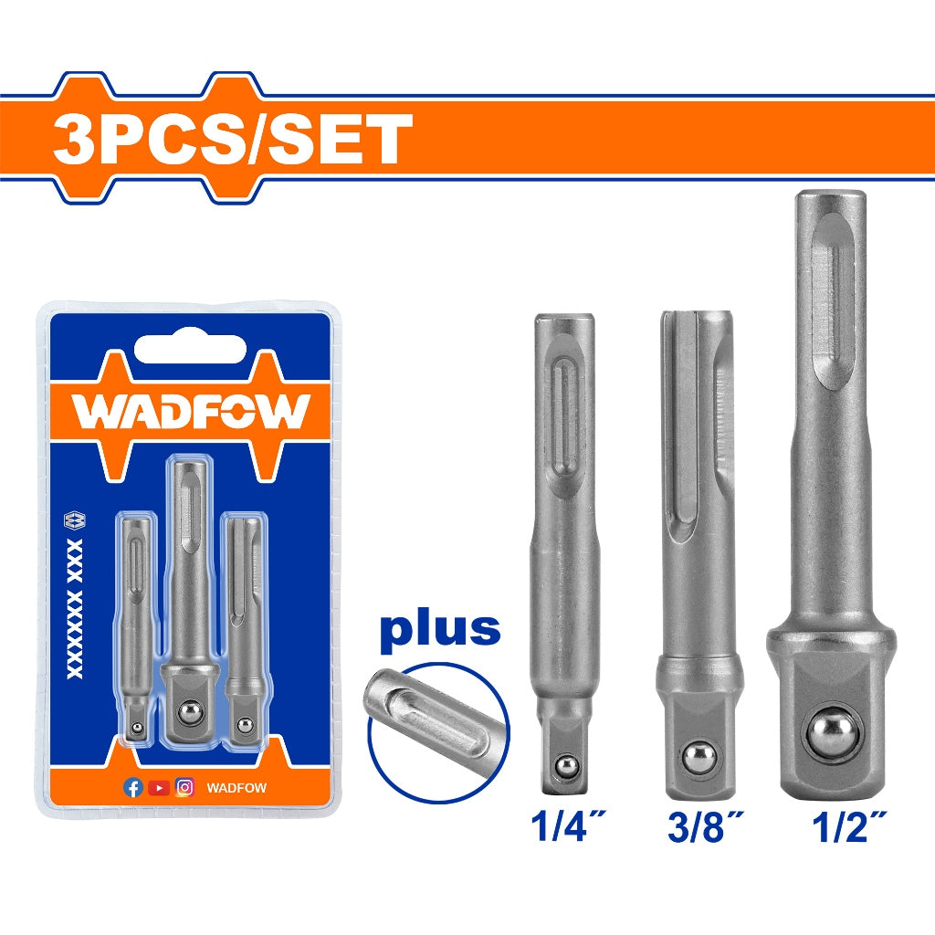 Wadfow WSV4K02 3PCS/Set SDS Plus Shank Socket Adaptor