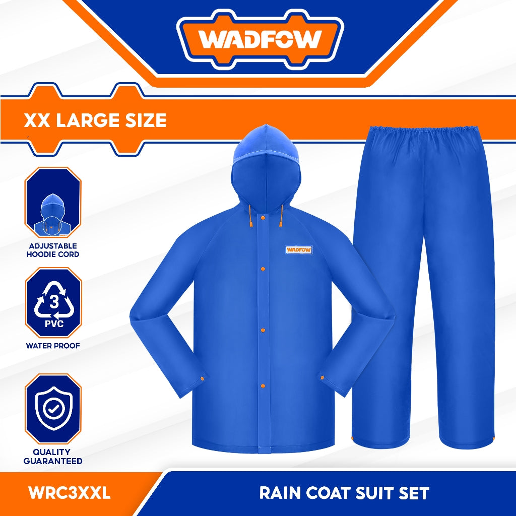 Wadfow Industrial Waterproof Rain Coat Suit Set w/ Breathable Design 100% NEW PVC