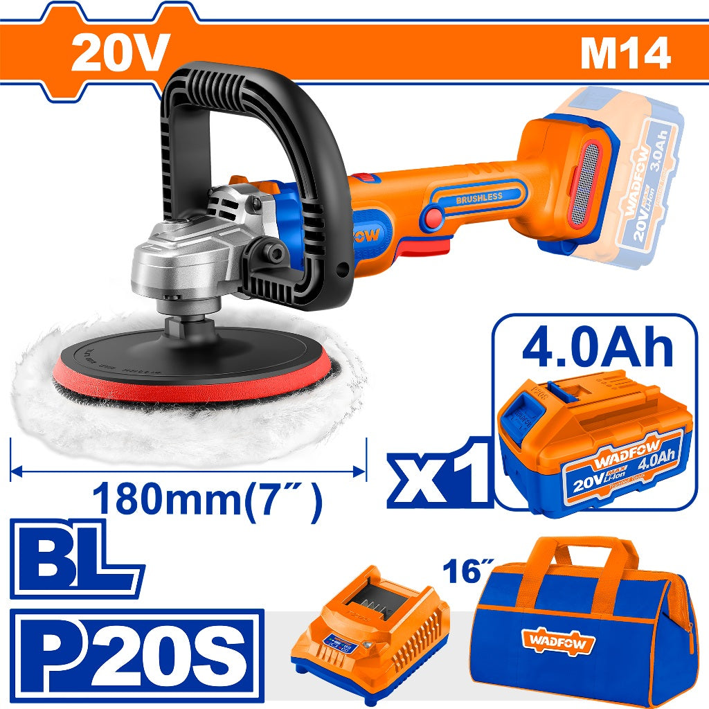 Wadfow WHL1B181 / WHL1B18 P20S/20V Brushless Motor Lithium-Ion Cordless Polisher
